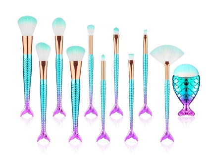 Mermaid Shaped Makeup Brushes Set for Flawless, Magical Application
